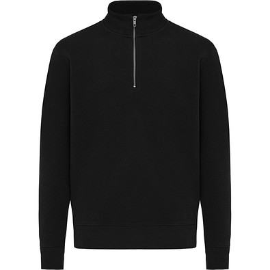 IQONIQ Elgon Quarter-Zip-Sweater aus rec. Baumwolle, schwarz, S