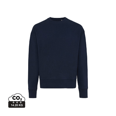 Iqoniq Kruger Relax-Rundhals-Sweater aus recycelt. Baumwolle, navy blau, XS