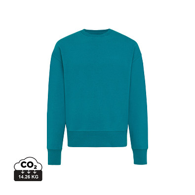 Iqoniq Kruger Relax-Rundhals-Sweater aus recycelt. Baumwolle, verdigris, L