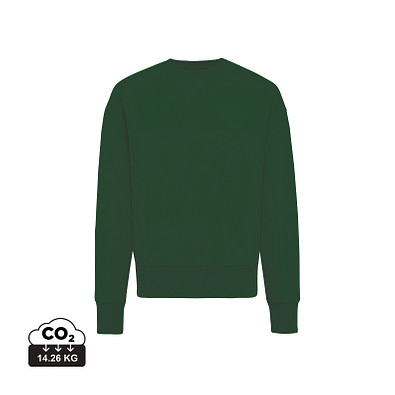 Iqoniq Kruger Relax-Rundhals-Sweater aus recycelt. Baumwolle, waldgrün, XS