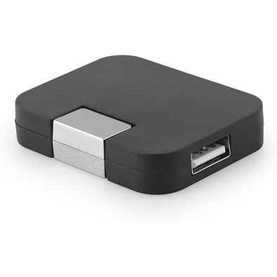 JANNES. HUB mit 4 USB-A-Anschlüssen aus ABS, Schwarz