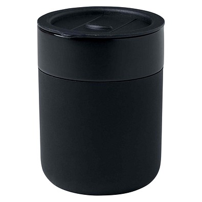 Java 330 ml Keramikbecher mit Silikonhülle und Kunststoffdeckel, schwarz
