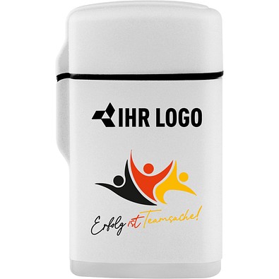 Jet-Flame Feuerzeug Rubber Fan-Edition mit WM-Motiv Erfolg, Weiß