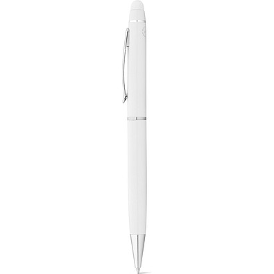 JULIE. Kugelschreiber aus recyceltes Aluminium (100 % rAL) mit Touchpen-Spitze, Weiß