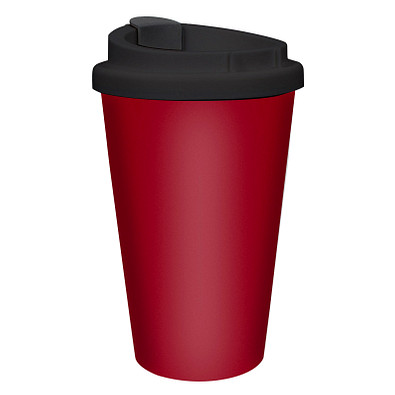 Kaffeebecher PremiumPlus, 350 ml, standard-rot/schwarz Kaffeebecher PremiumPlus, 350 ml, standard-rot/schwarz