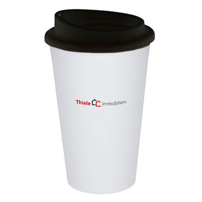 Kaffeebecher Premium, 350 ml, weiß/schwarz Kaffeebecher Premium, 350 ml, weiß/schwarz