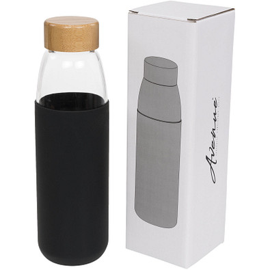 Kai Sportflasche aus Glas mit Holzdeckel, 540 ml, schwarz Kai Sportflasche aus Glas mit Holzdeckel, 540 ml, schwarz