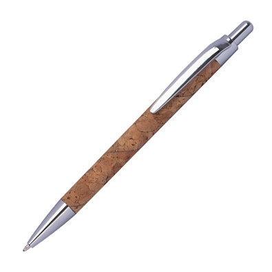 Kork-Druckkugelschreiber Kingswood, blaue Mine, braun Kork-Druckkugelschreiber Kingswood, blaue Mine, braun