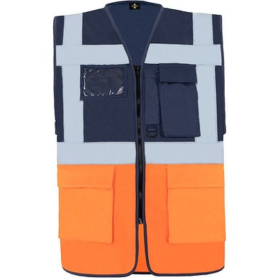 Korntex® Comfort Warnweste Hamburg, Multifunktional, XL, Marineblau / Signal-Orange