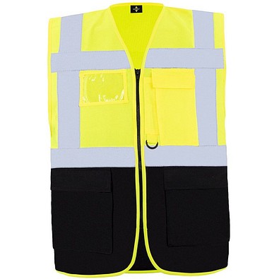 Korntex® Comfort Warnweste Hamburg, Multifunktional, M, Signal-Gelb / Schwarz