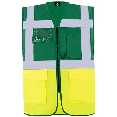 Korntex® Comfort Warnweste Hamburg, Multifunktional, M, Waldgrün / Signal-Gelb