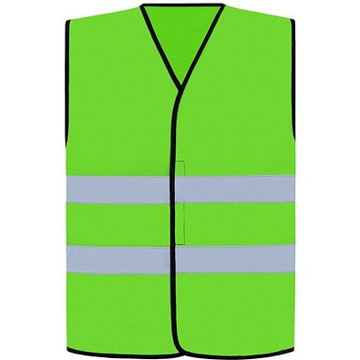 Korntex® Warnweste Comfort-Fit Soltau, Schwarzer Saum, L/XL, Neongrün