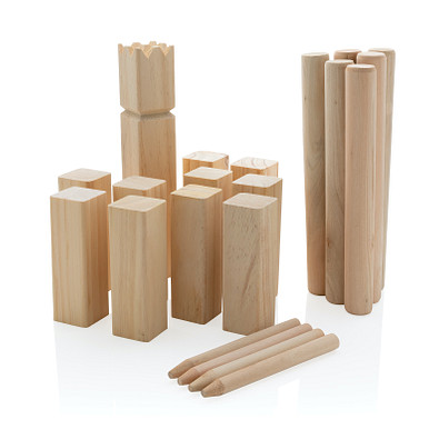 Kubb Wikingerschach-Spiel aus Holz, braun