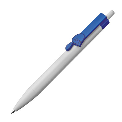 Druckkugelschreiber aus Kunststoff mit Clip Fingerzeig, blaue Mine, blau Druckkugelschreiber aus Kunststoff mit Clip Fingerzeig, blaue Mine, blau