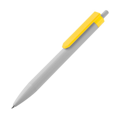 Druckkugelschreiber aus Kunststoff mit Clip Standard, blaue Mine, gelb Druckkugelschreiber aus Kunststoff mit Clip Standard, blaue Mine, gelb