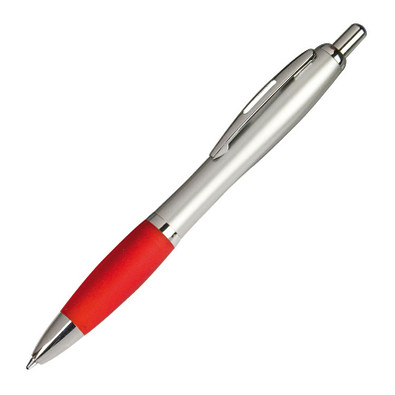 Druckkugelschreiber mit satiniertem Gehäuse, blaue Mine, rot Druckkugelschreiber mit satiniertem Gehäuse, blaue Mine, rot