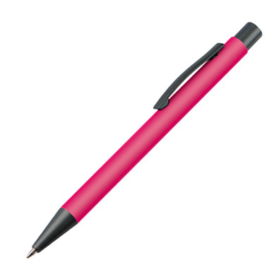 Kunststoff-Druckkugelschreiber mit Clip aus Metall, blaue Mine, pink Kunststoff-Druckkugelschreiber mit Clip aus Metall, blaue Mine, pink