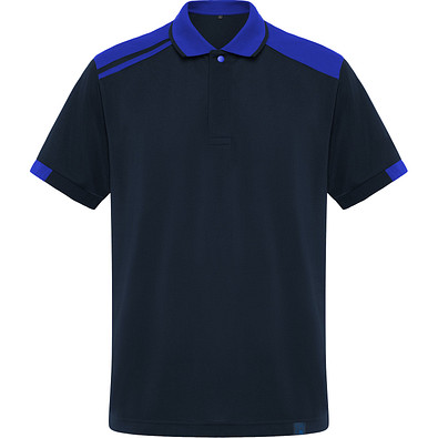 Kurzarm-Poloshirt Samurai in Farbkombination, L, navy/royalblau