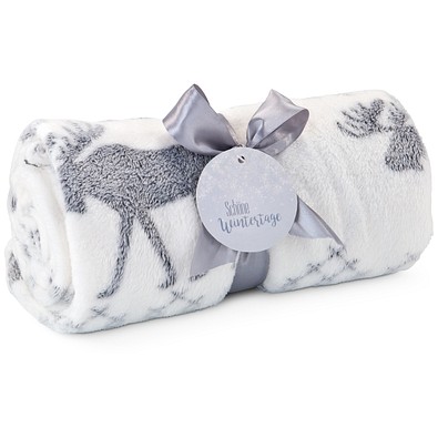 Kuscheldecke Rudolph, weiß/grau