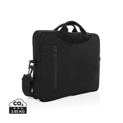 Laluka AWARE™ 15.4 Zoll Laptop-Tasche aus recycelter Baumwolle, schwarz
