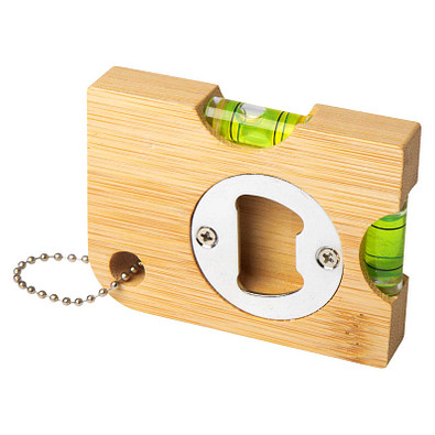 Levo Bambus Flaschenöffner mit Wasserwaage, natur