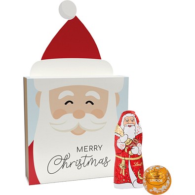 Lindt Präsent im Werbeschuber Weihnachtsmütze, Kleine Kostbarkeiten Santa, inkl. Druck