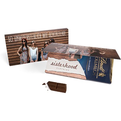 Lindt Schokoladentafel in Mailingmappe, 100 g, Zartbitterschokolade, inkl. Druck einseitig