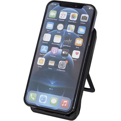 Loop 10 W kabelloses Ladepad aus recyceltem Kunststoff mit Telefonständer, schwarz