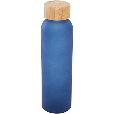 Lume 500 ml Flasche aus mattiertem Kalknatronglas mit Bambusdeckel, Ozeanblau