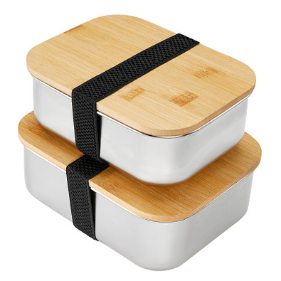Lunchbox 1350 ml aus Edelstahl mit Bambus-Deckel