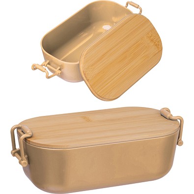 Lunchbox mit Bambusdeckel und Bügelverschluss, beige