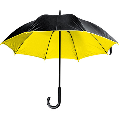 Luxuriöser Regenschirm mit doppelter Bespannung aus Polyester, gelb Luxuriöser Regenschirm mit doppelter Bespannung aus Polyester, gelb