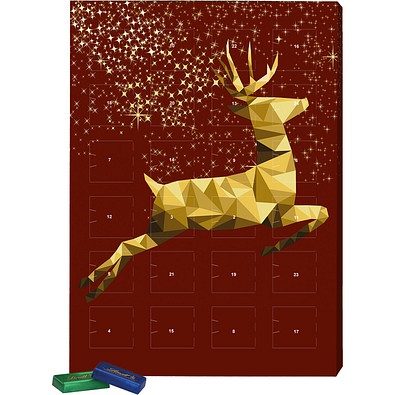 Marken Wand Adventskalender, Lindt Schokotäfelchen, Rentier, Gold