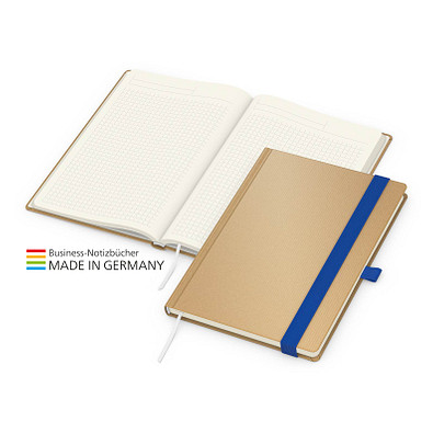 Geiger-Notes Match-Book Creme Bestseller Notizbuch A4 Natura braun, inkl. Druck, mittelblau