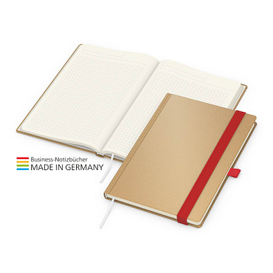 Geiger-Notes Match-Book Creme Bestseller Notizbuch A4 Natura braun, inkl. Druck, rot