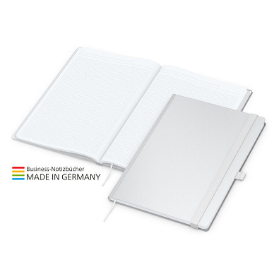 Geiger-Notes Match-Book White Bestseller Notizbuch A4 Cover-Star gloss, inkl. Druck, weiß