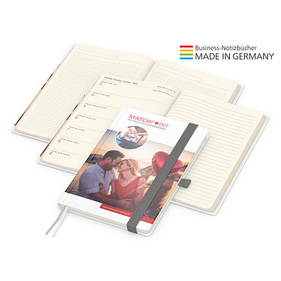 Geiger-Notes Match-Hybrid A5 Creme Bestseller, gloss, inkl. Digitaldruck, Band silbergrau