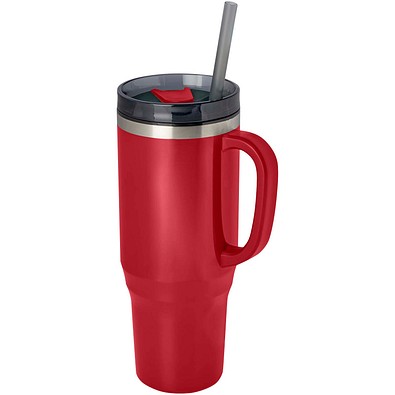 Melbourne 1200 ml RCS-zertifizierter Isolierbecher mit Strohhalm, rot