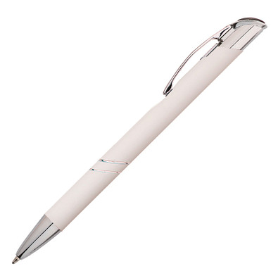 Metall-Kugelschreiber Quito, blaue Mine, weiß