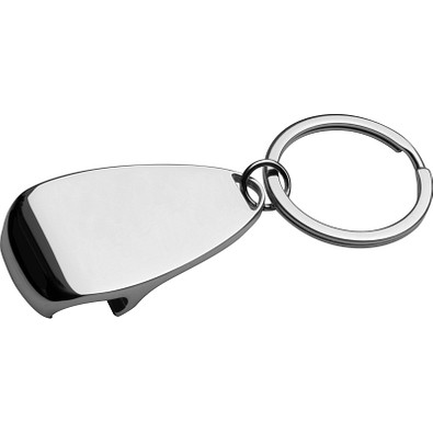 Metall-Schlüsselanhänger mit Flaschenöffner, grau Metall-Schlüsselanhänger mit Flaschenöffner, grau