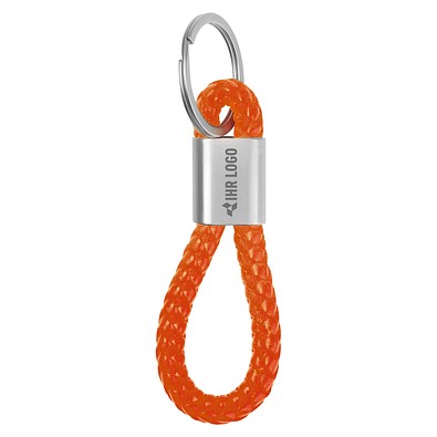 Metall-Schlüsselanhänger mit Kordel ERNEST, orange