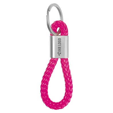 Metall-Schlüsselanhänger mit Kordel ERNEST, pink