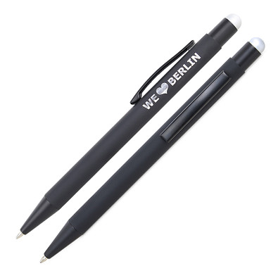 Metall-Touchkugelschreiber, schwarz/silber, Glanzgravur in silber