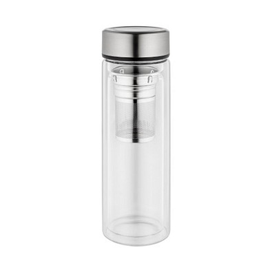 Metmaxx® Glasflasche Gourmet2Go, silber