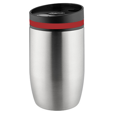 Metmaxx® Thermobecher CremaOfficina, silber/Ring rot