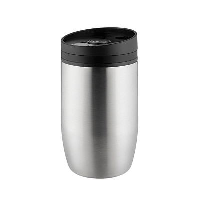 Metmaxx® Thermobecher CremaOfficina, silber/Ring schwarz