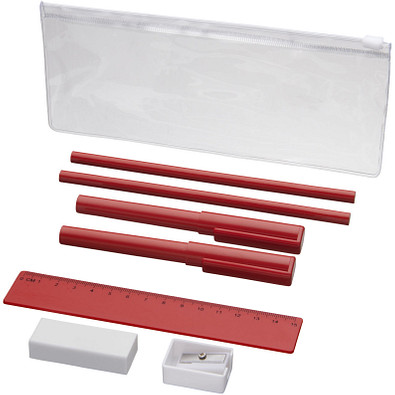 Mindy 8-teiliges Federmäppchen-Set, blaue Mine, rot Mindy 8-teiliges Federmäppchen-Set, blaue Mine, rot