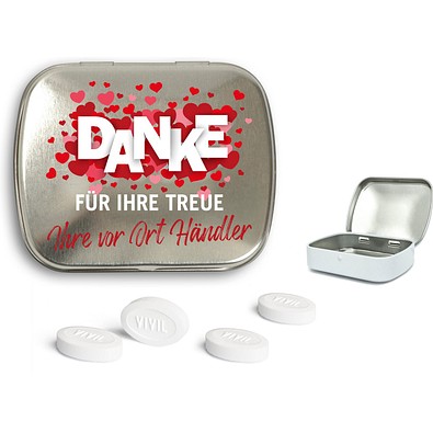 Mini Nostalgiedose, 18 g, Vivil Friendship, blank, inkl. Druck