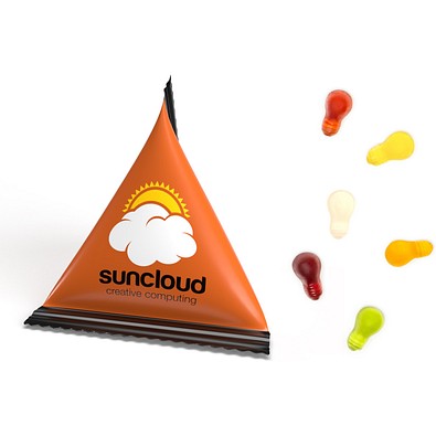 Mini Tetraeder Fruchtgummi, 10 g, Glühbirne, Folie weiß, inkl. Druck