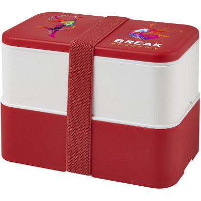 MIYO Doppel-Lunchbox, doppellagig, rot, weiß